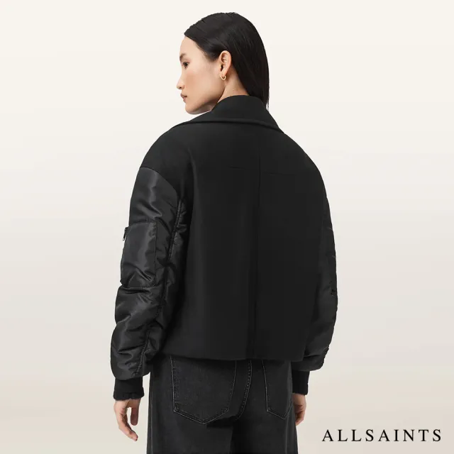 【ALLSAINTS】ORLA 喀什米爾羊毛拼接外套短版大衣 W058OB (寬鬆版型)