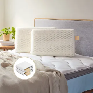 【Derek 德瑞克名床】天然乳膠枕 麵包型-潔淨好眠2入組(柔軟服貼 完美釋放壓力)