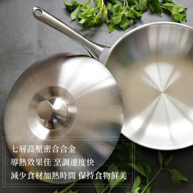 【米雅可】典雅#316不銹鋼七層複合金炒鍋 36cm 台灣製造(316不鏽鋼)