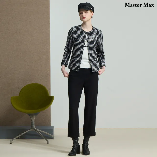 【Master Max】後腰鬆緊單釦斜紋布寬鬆直筒褲(8523012)