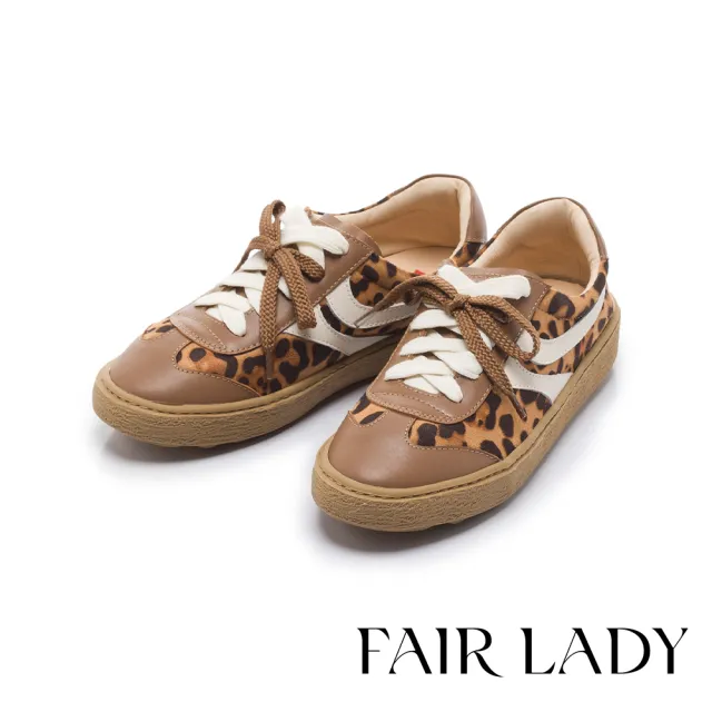【FAIR LADY】出清品_軟實力 復古撞色真皮德訓鞋(咖豹/503104 女鞋)