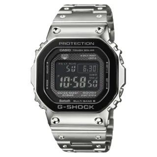 【CASIO 卡西歐】G-SHOCK 精緻立體 堅韌精神 藍芽太陽能電力電子錶款 銀_43.2mm_GMW-B5000BT-1