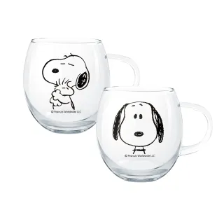 【CorelleBrands 康寧餐具】SNOOPY 黑白復刻耐熱玻璃杯(史奴比/歐拉夫/查理布朗)-兩入組