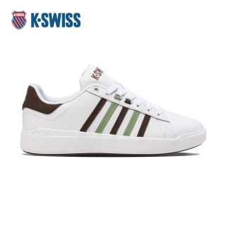 【K-SWISS】經典運動鞋 PERSHING COURT LIGHT 休閒 男鞋 白咖啡綠色 06095-114-M