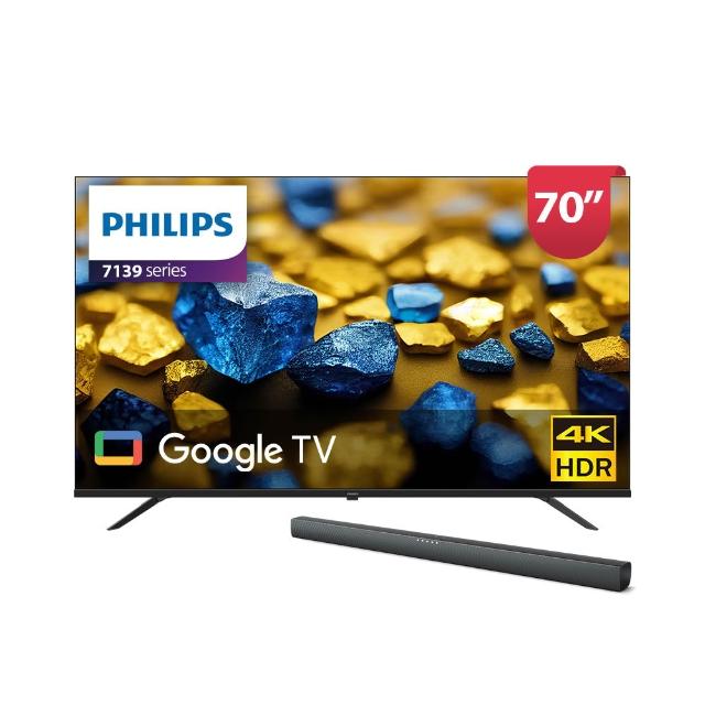 【Philips 飛利浦】58H快配★70型4K Google TV 智慧顯示器(70PUH7139)