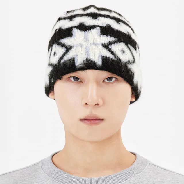 【Mark Gonzales】北歐風雪花毛帽-灰藍色