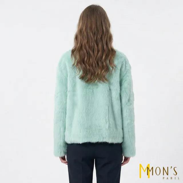 【MON’S】兔毛圓領珍珠外套(100%兔毛)