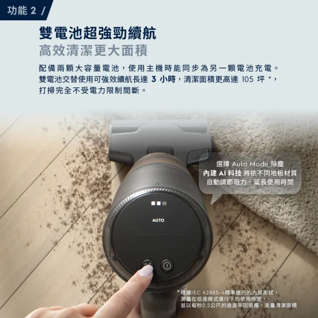【Electrolux 伊萊克斯】極適家居800系列無線濕拖吸塵器- 幕夜灰(EFP81825)