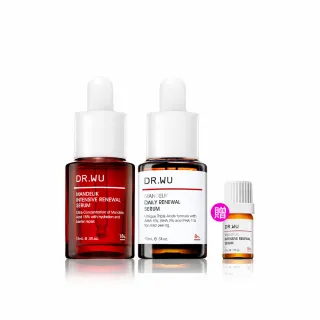 【DR.WU 達爾膚】黃金雙重杏仁酸煥膚組(杏仁酸精華18% 15ML+杏仁酸精華8% 15ML)