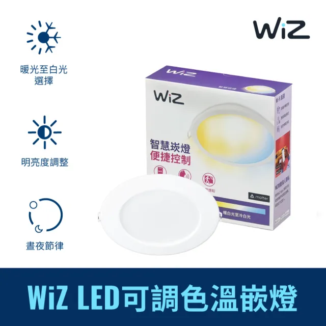 【PHILIPS 飛利浦照明】Wi-Fi WiZ 智慧照明 可調色溫嵌燈(PW003)
