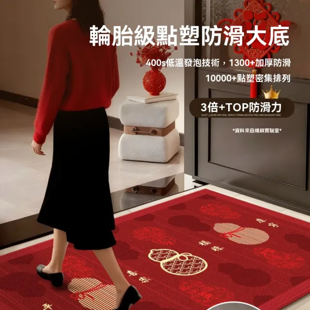 新川 地墊家用紅色高級入戶門地墊喬遷門口免洗腳墊吉葫福運呈祥平安喜樂踏者生財60*90cm