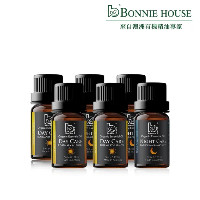 【Bonnie House 植享家】日間照護複方精油5ml*3+夜間修護複方精油5ml*3