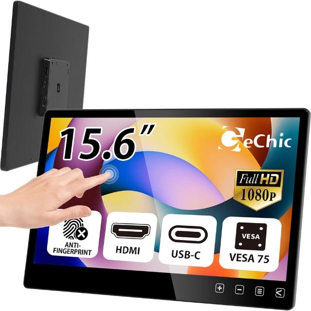 【GeChic 給奇創造】T151E 15.6吋 廣視角 電容式 觸控螢幕(AF防污/Type-C/超薄易嵌入)