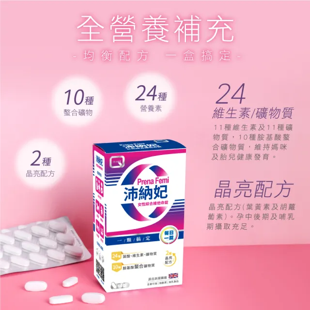 即期品【QUEST】PrenaFemi 沛納妃女性綜合維他命 2入組(30錠/盒)
