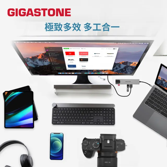 【Gigastone 立達國際】8合1 USB-C多功能集線器HUB-P870(iPad手機投影/標準網路接口/Mac轉USB讀卡機)