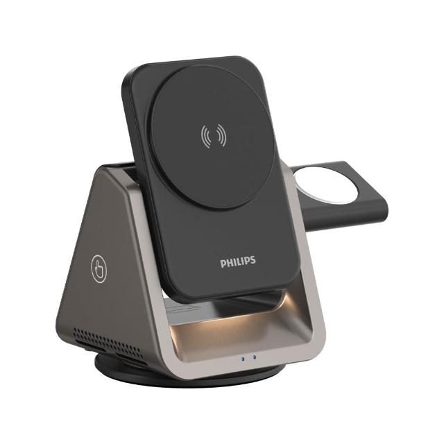 【Philips 飛利浦】黑金剛三合一磁吸充電座(DLK3540Q)