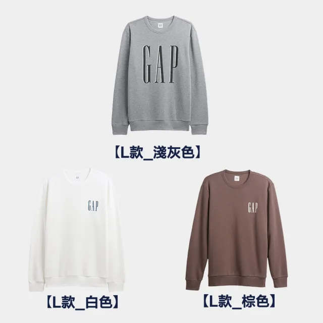 【GAP】男女裝 印花圓領大學帽T/圓領長袖T恤/長袖針織衫-多款任選(542214&792656&791281&645634)