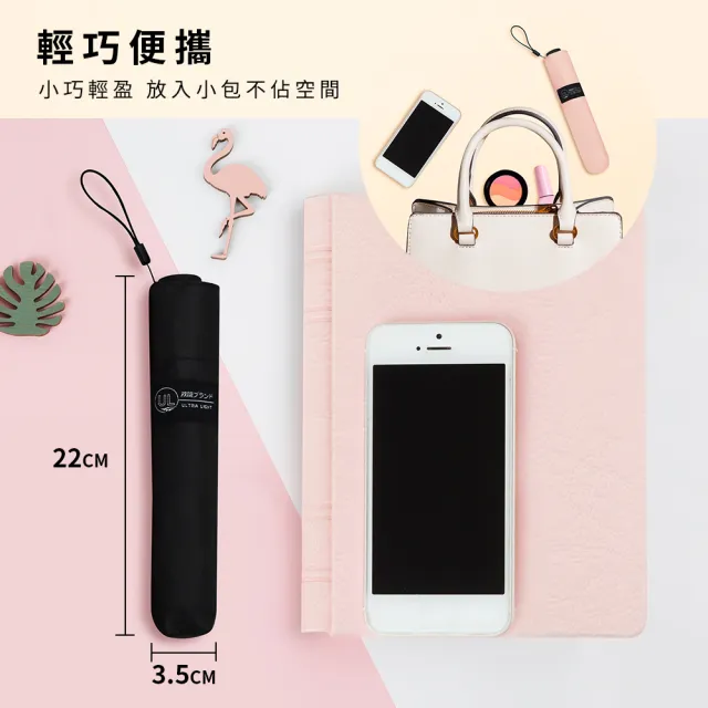 【雙龍牌】極輕136g兩入組UL極輕羽毛傘/防曬降溫13度超輕細鉛筆傘(迷你口袋傘/摺疊傘晴雨傘B6573)