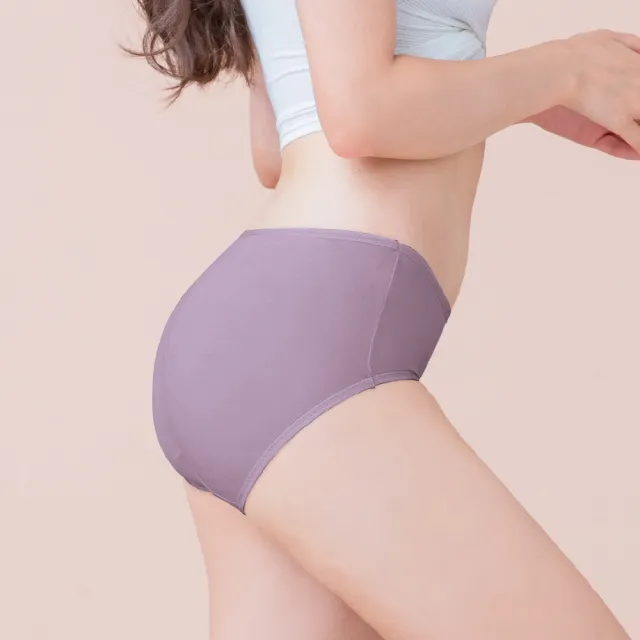 【Clany 可蘭霓】台灣製絲蛋白莫代爾美膚內褲 ｜透氣低敏中腰包臀女內褲 M–XL(2152-92 薰衣草紫)
