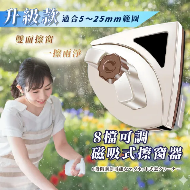 8檔可調磁吸式擦窗器(5-25mm 玻璃刷 玻璃擦 洗窗戶 玻璃清潔 窗戶清潔 擦玻璃器 擦窗神器)