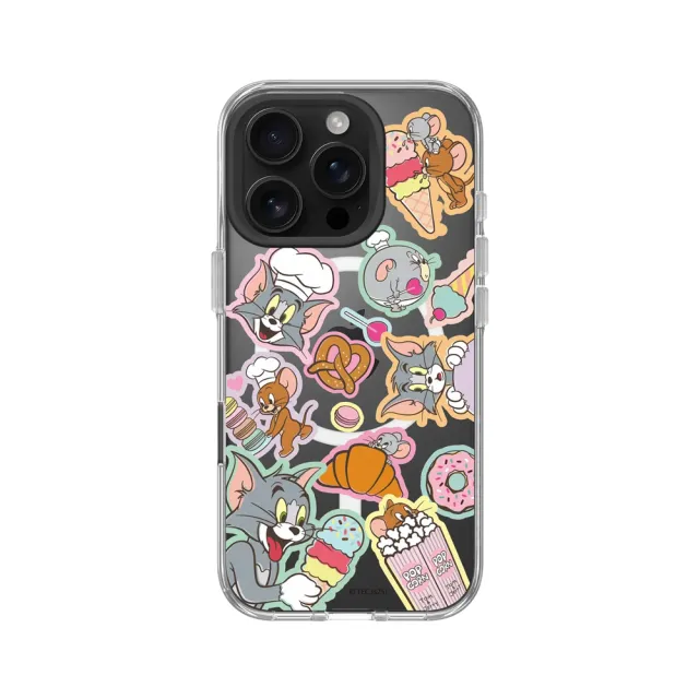 【RHINOSHIELD 犀牛盾】iPhone 16系列Clear MagSafe兼容透明防摔磁吸手機殼/美食大集合(湯姆貓與傑利鼠)
