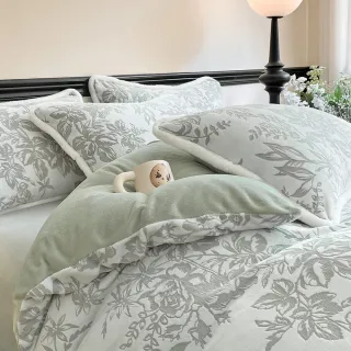 【BELLE VIE】輕奢立體純色緹花暖絨 抗靜電牛奶絨 雙人床包被套四件組(床包高度35cm 一般/獨立筒皆適用)