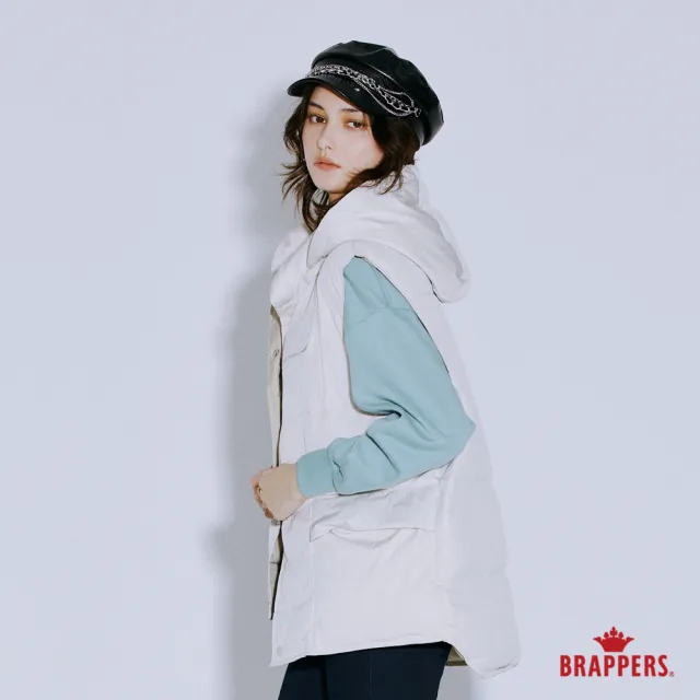 【BRAPPERS】女款 可拆帽寬版鋪棉背心-卡其