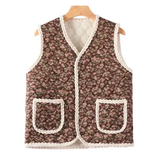 【CHACO】/現貨/女 韓國可愛阿珠嬤保暖加絨排釦背心外套#ma01(外套 背心 加絨 阿珠嬤 韓國)