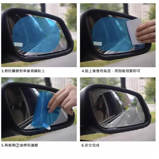 【ROYAL LIFE 皇室生活】汽車後視鏡防雨防水膜-圓形 4入組(防水/防霧/防雨貼膜/防昡光/後視鏡/側窗用)