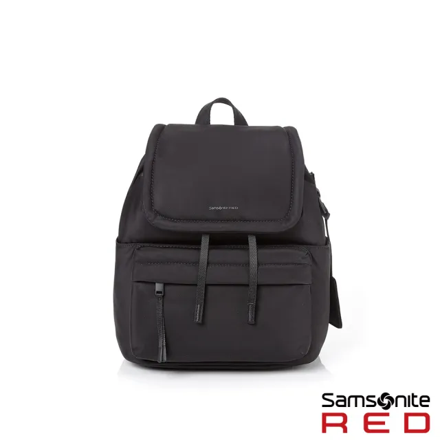 【Samsonite RED】GLENARM 時尚商務迷你翻蓋後背包/女包/雙肩包/通勤包(黑)