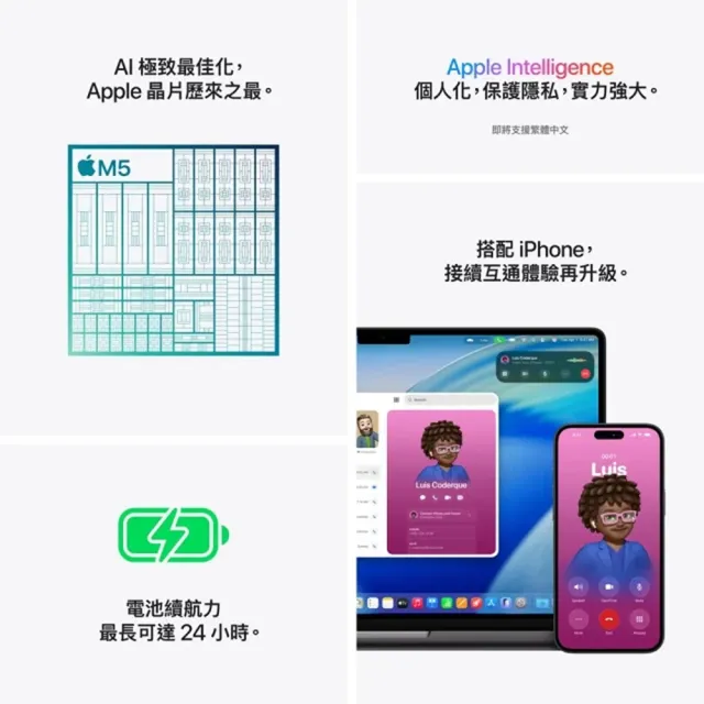 【Apple】2025 MacBook Pro 14吋 M5晶片 10核心CPU與10核心GPU 24G/1TB SSD