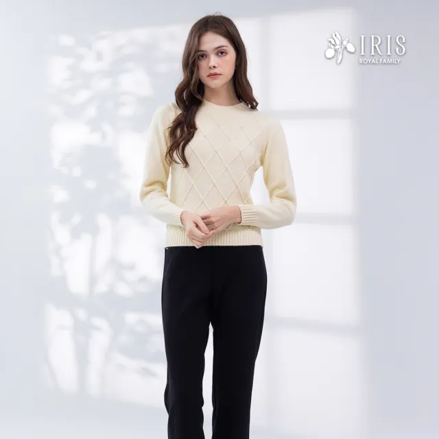 【IRIS 艾莉詩】格紋釘珠針織上衣-2色(56836)