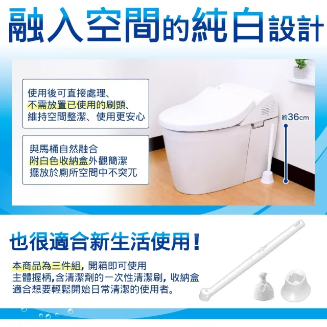 【LEC】激落君可沖式馬桶清潔刷組合(1刷具+15個清潔刷頭)