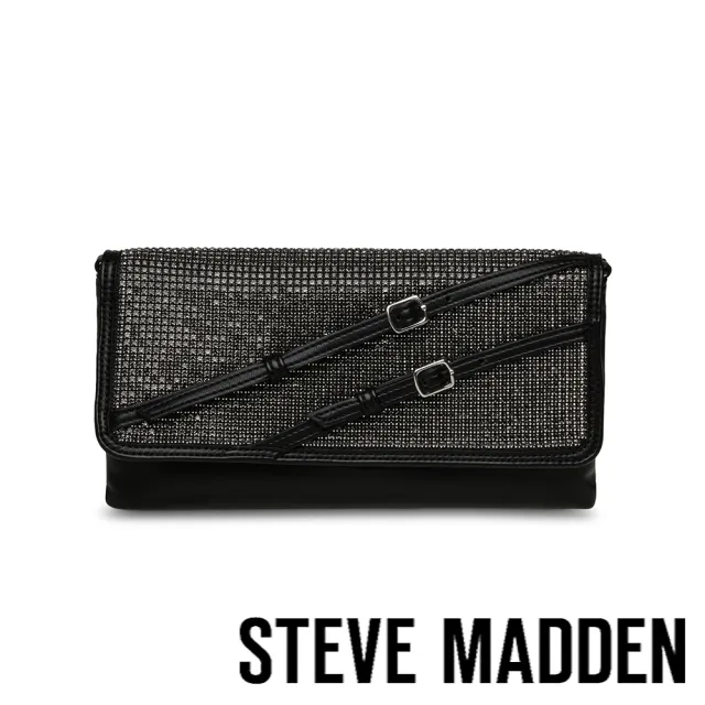 【steve madden】閃鑽雙帶翻蓋斜背包 BFRANCE(黑色)