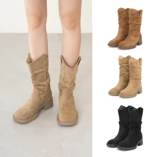 【D+AF】嬉皮小V口抓皺西部堆堆靴