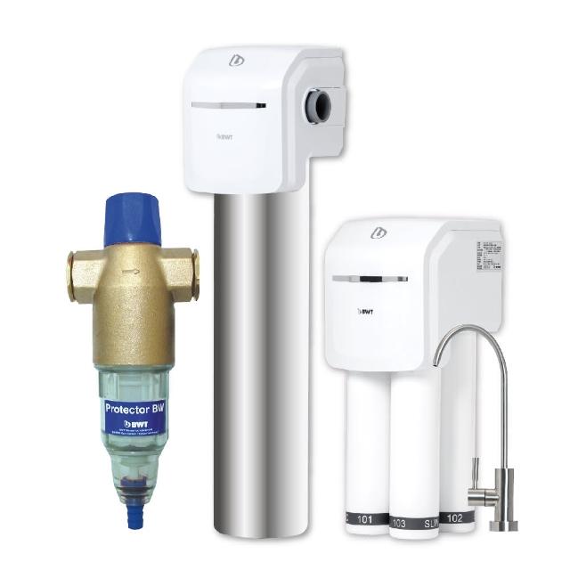 【BWT 德國倍世】進階全戶式淨水(含基本安裝 砂濾設備Protector+除氯設備Slim Jumbo+生飲水設備SLIM 4)