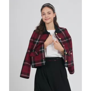 【SCOTTISH HOUSE】TR羅紋領長袖外套-紅黑格 CJXA1601