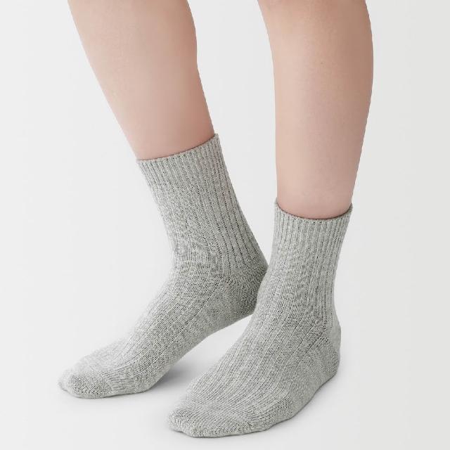 【MUJI 無印良品】男羅紋厚織直角短襪25-27cm (柔白/灰銀/黑色)
