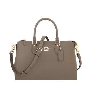 【COACH】荔枝紋皮革手提/斜背兩用包(拿鐵色)