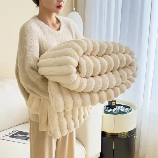 【寢聚 Sleep Club】買一送一 雙面兔毛絨雲朵雙人被 六色任選(四季被 空調毯 沙發毯)