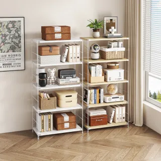 【慢慢家居】專人組裝-日式無印風-加厚層板高耐重五層置物架-層板可調 80x41x170(書架 書櫃 電器架)