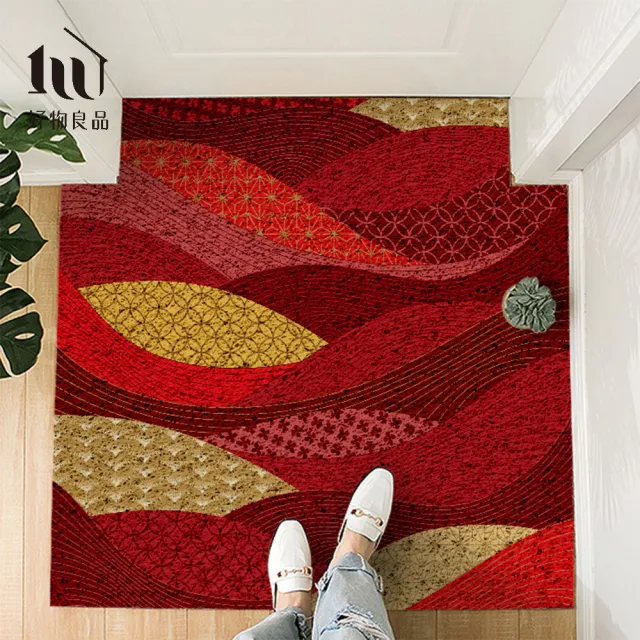 【好物良品】120x120cm_快樂祈福系列可剪裁玄關絲圈刮泥地墊(防滑刮泥墊 腳踏墊 除塵墊 玄關地墊 絲圈地墊)