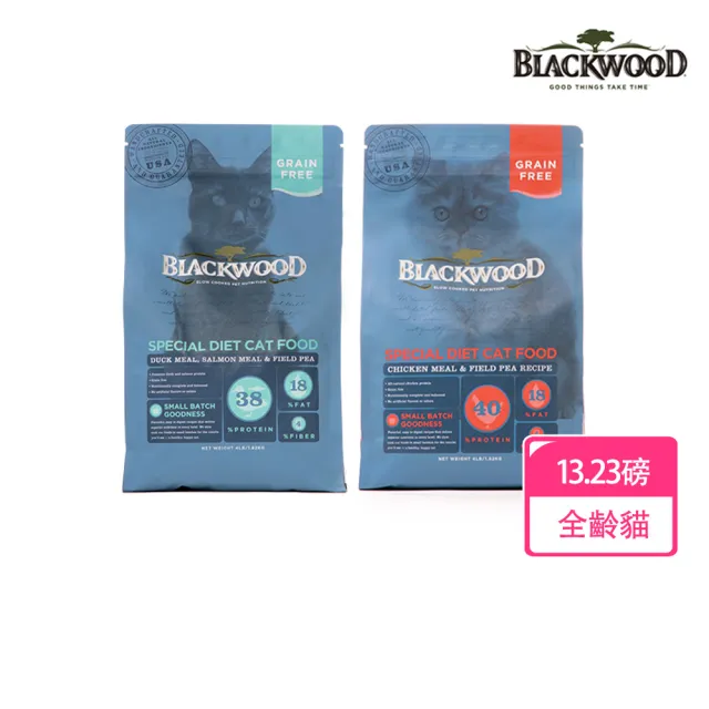 【BLACKWOOD 柏萊富】特調無穀全齡貓飼料 13.23磅/6公斤(貓糧 貓乾糧)