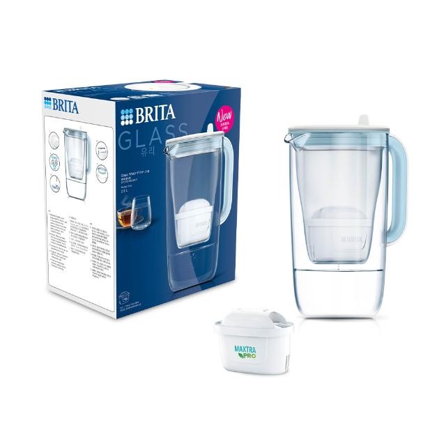 【BRITA】官方直營 玻璃濾水壺+MXPRO濾芯3入(共1壺4芯)