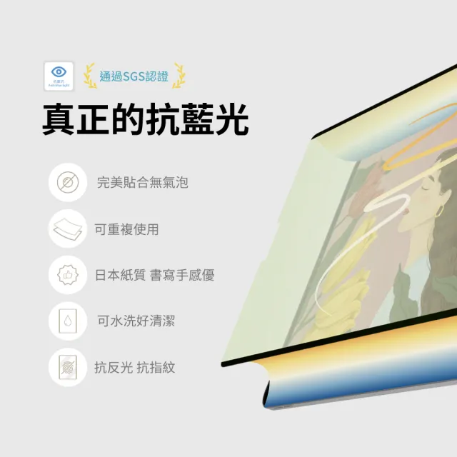 【eiP】SGS認證抗藍光 日本奈米2膜 iPad類紙膜保護貼(iPad 10.11/Air 4.5.6.7 M2 M3/Pro M4 M5 11吋 13吋)