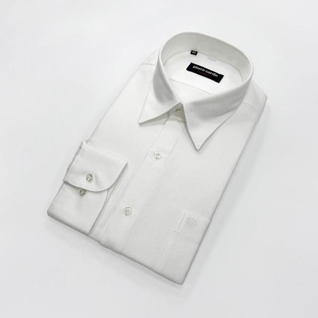 【pierre cardin 皮爾卡登】男襯衫 純棉保暖休閒素面長袖襯衫_白色(11815-90)