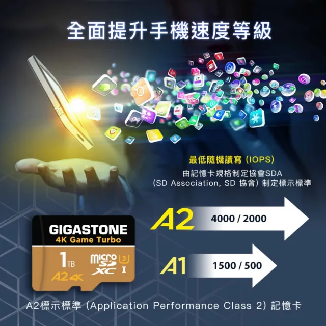 【Gigastone 立達國際】4K高速遊戲 攝影 監視器記憶卡 A2U3 1TB Game Turbo(台灣製/資料救援/microSD)
