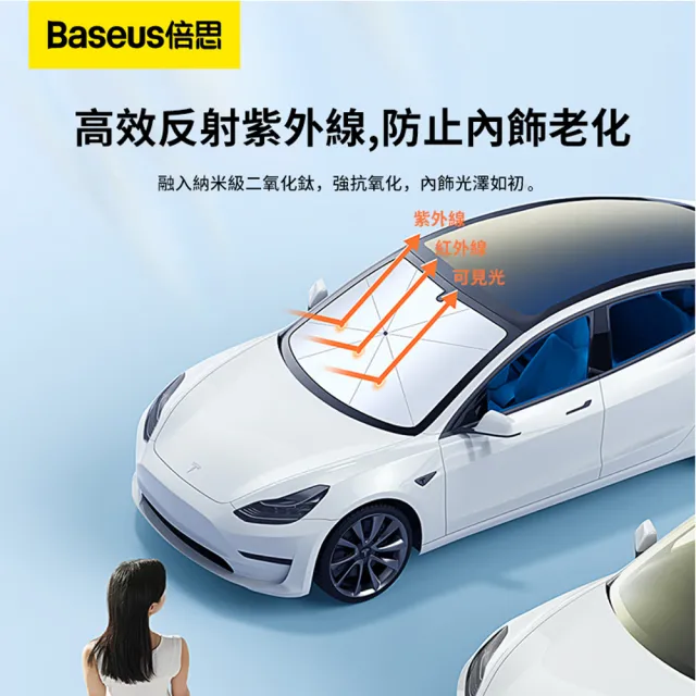 【BASEUS】618大促  倍思 汽車前檔玻璃防曬隔熱遮陽傘 夏季8骨車載降溫清涼傘 車用折疊遮陽擋板