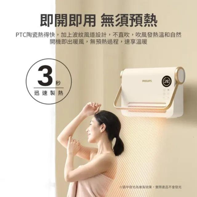 【Philips 飛利浦】石墨烯壁掛暖風機 AHR3126FX+手握暖包10包
