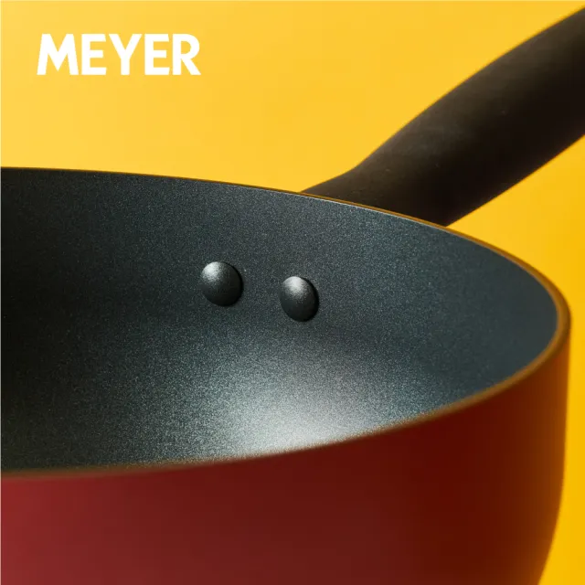 【MEYER 美亞】陶瓷不沾鍋 萬用 小炒鍋22CM - 革新紅系列(IH/電磁爐適用)